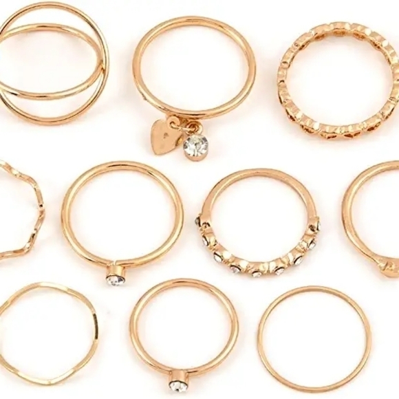 10 piece Rhinestone Ring Set - Picture 8 of 9